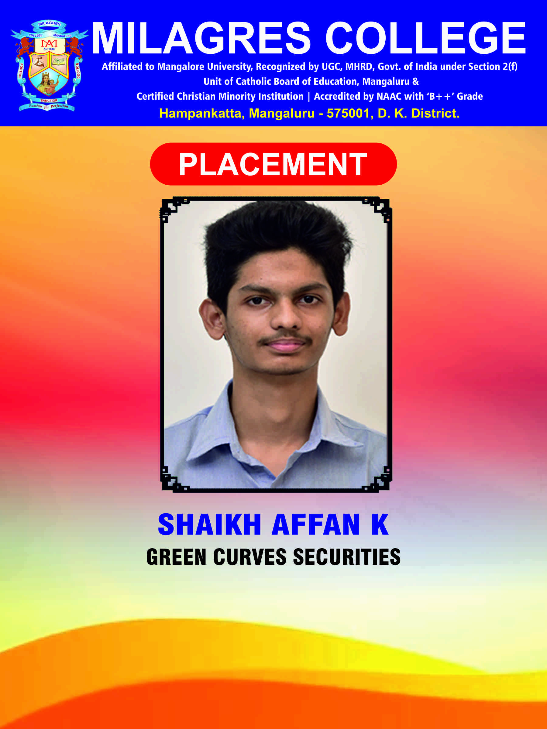 Successfully placed student